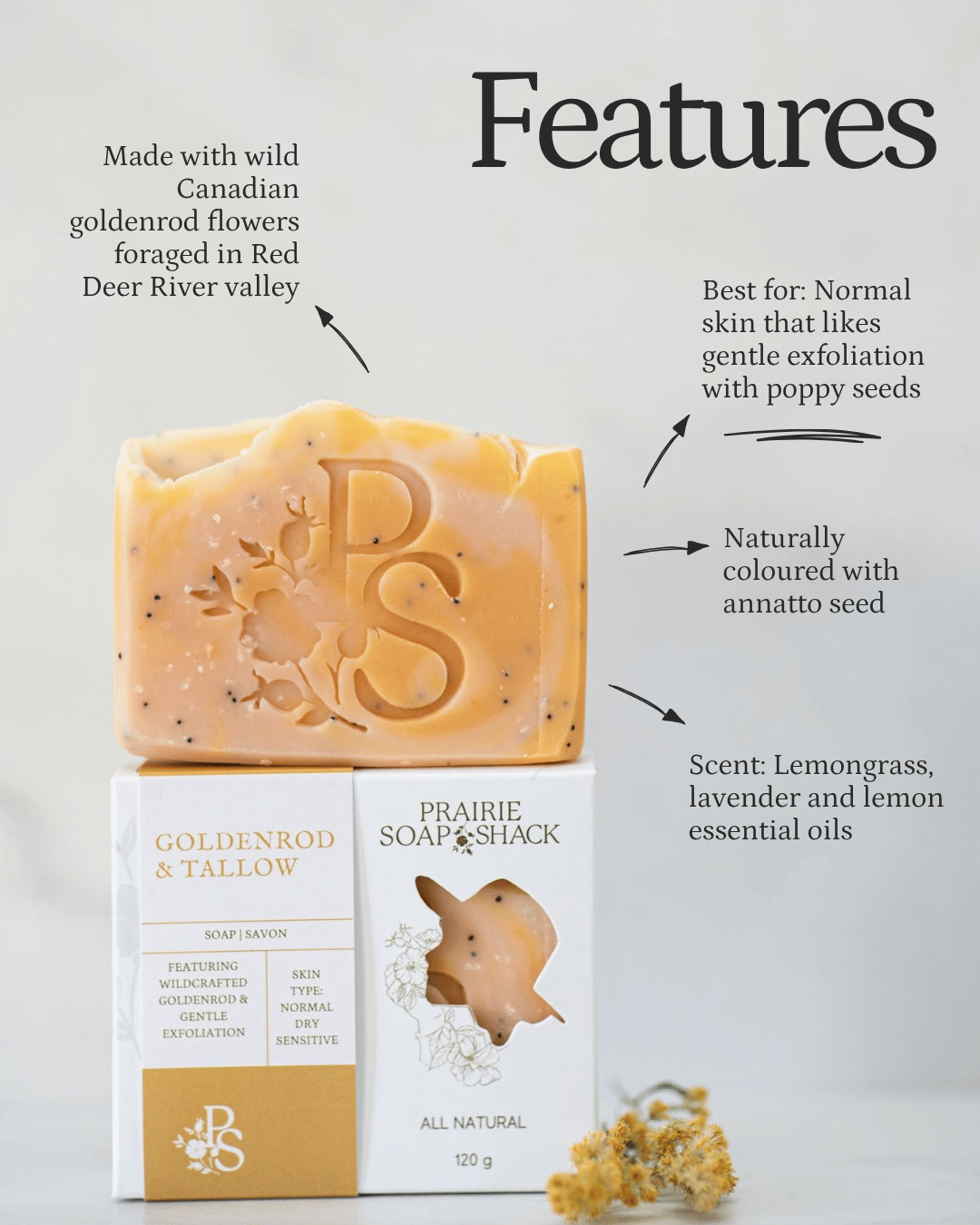 Goldenrod & Tallow Soap with Lemongrass, Lemon and Lavender