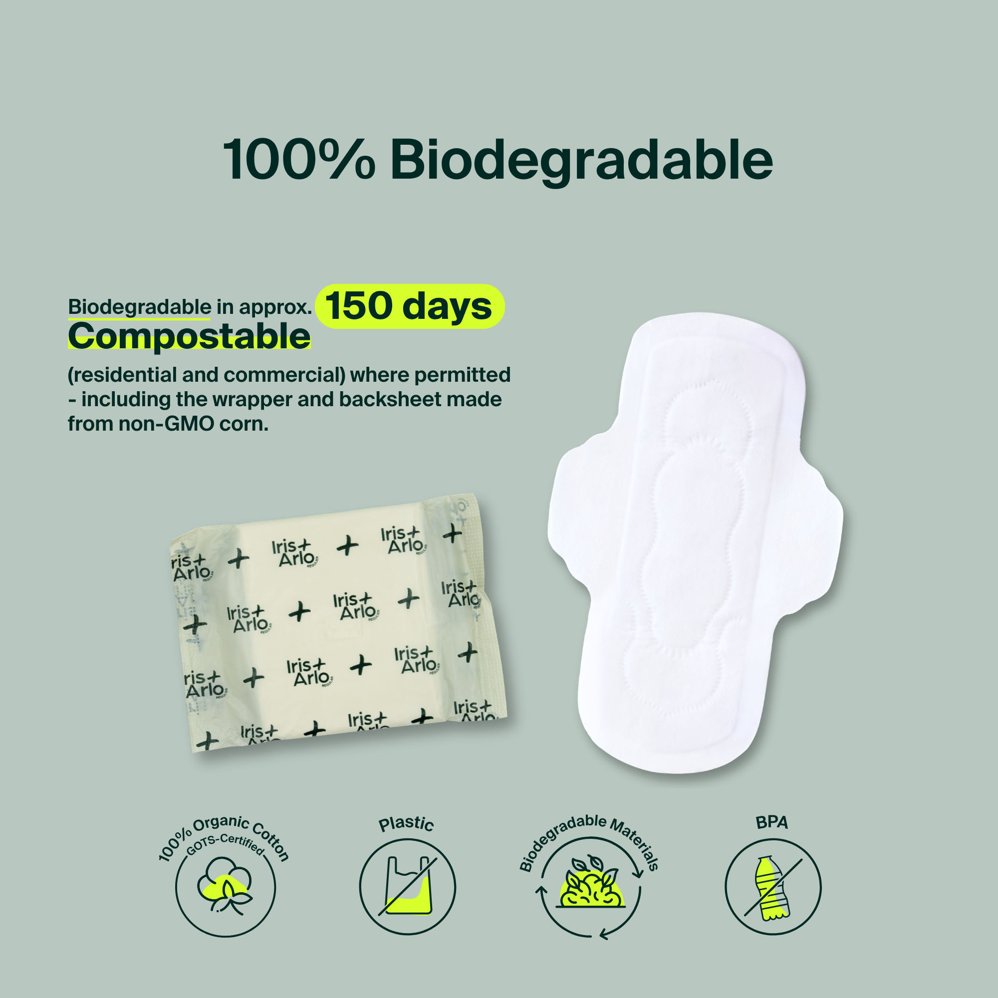 100% Organic Cotton Regular Pads - Bulk (100)