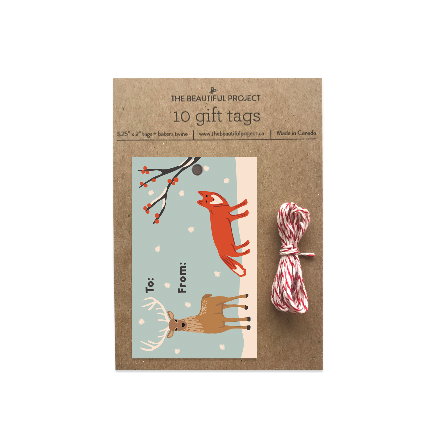 Winter Deer & Fox Snow Holiday Christmas Gift Tags