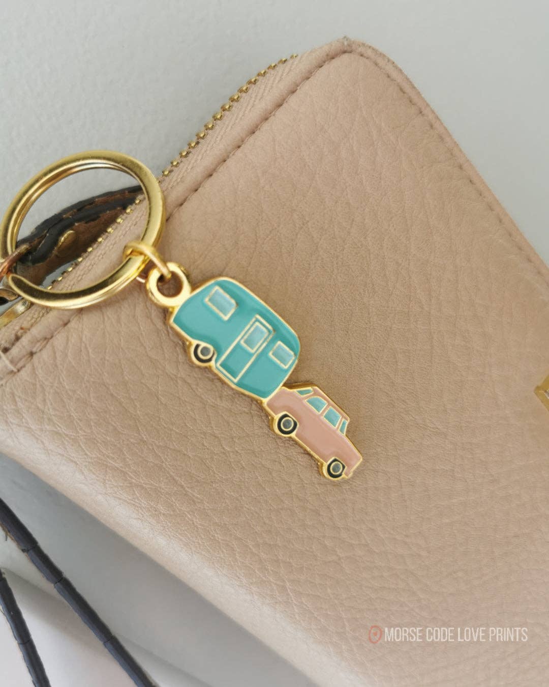 Happy Camper Enamel Keychain