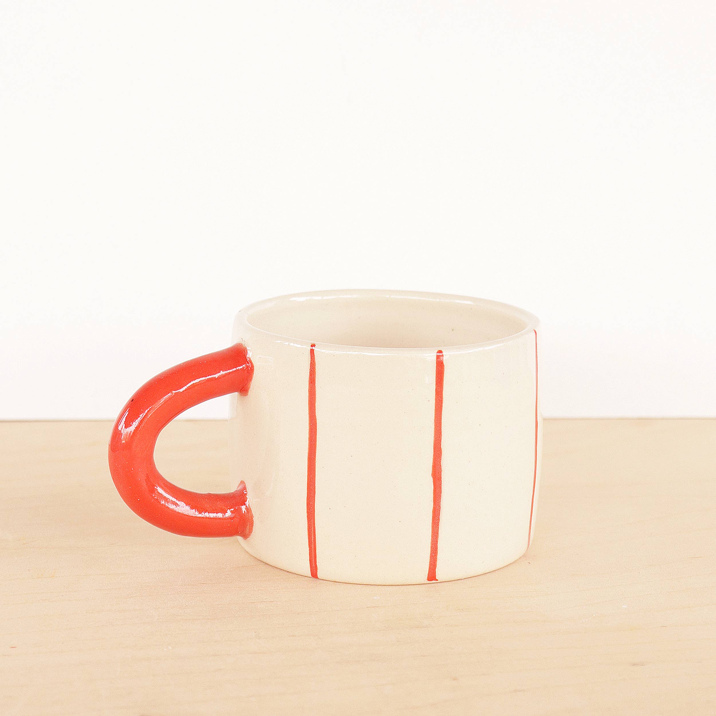 Short Ceramic Coffee Mug - Stripes
