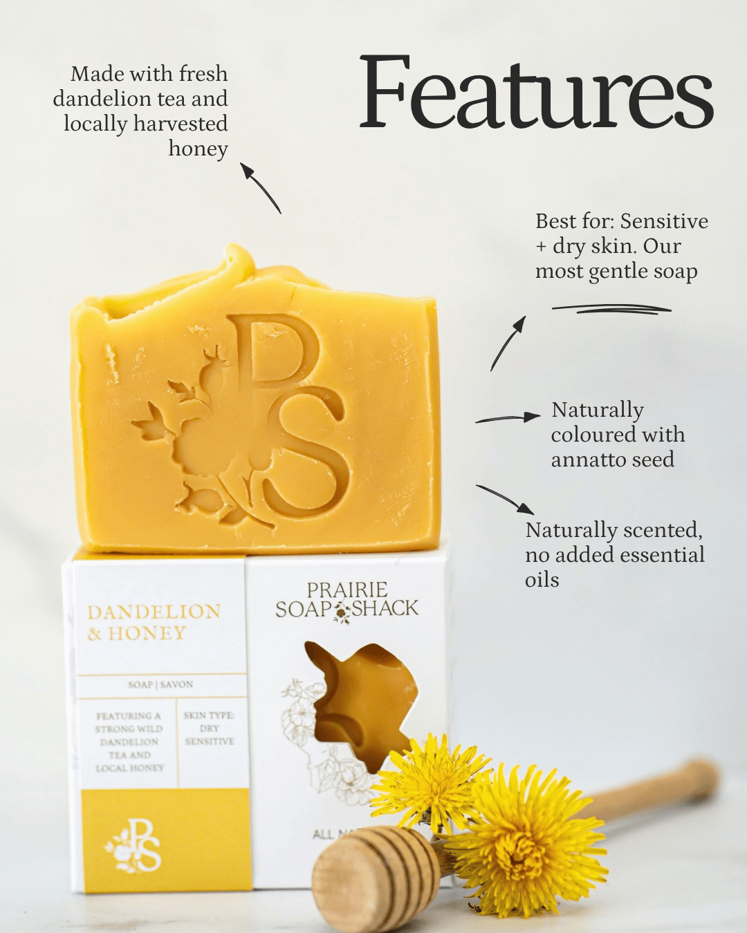 Dandelion & Honey Soap *Unscented for Very Sensitive Skin*