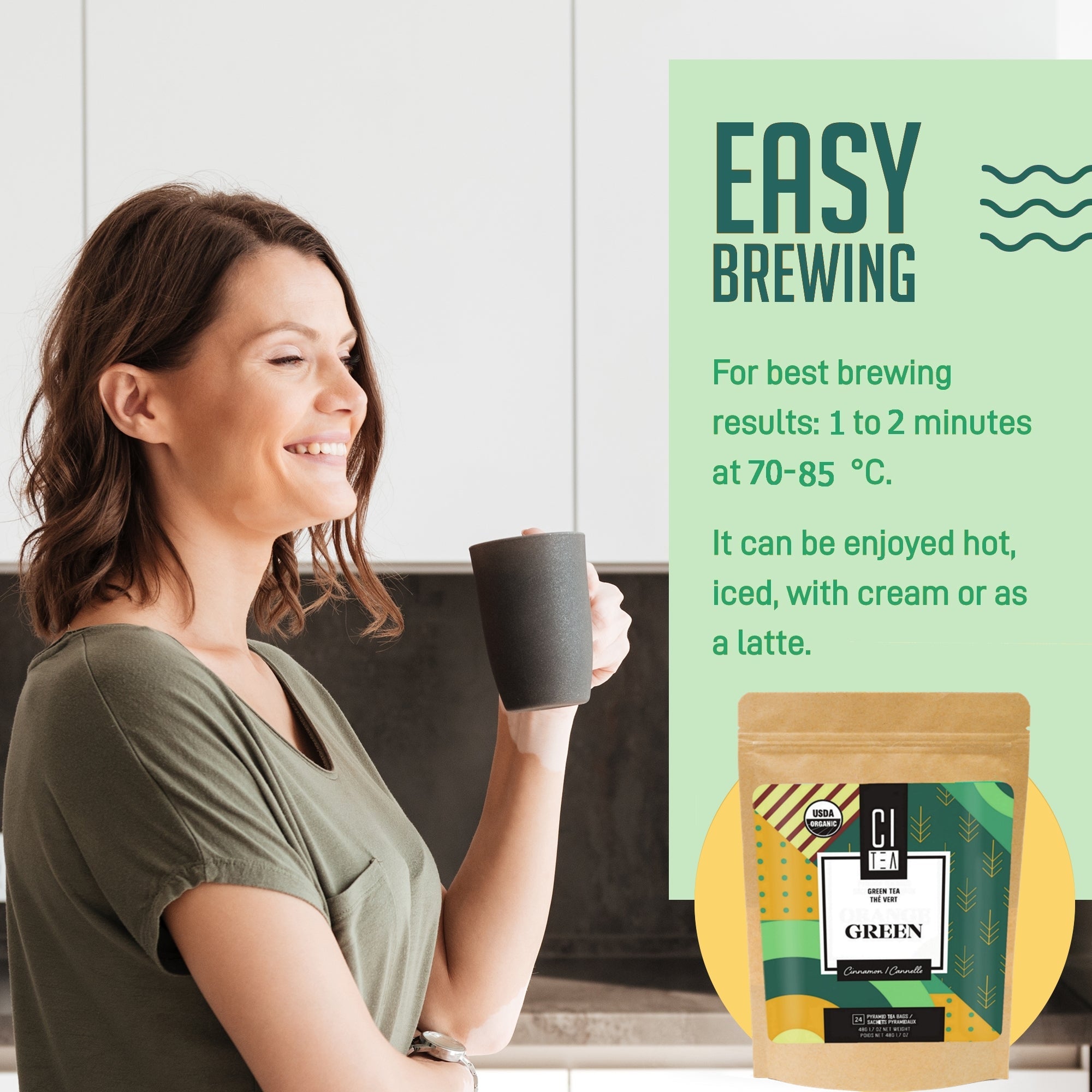 Organic Green tea with Cinnamon - 24 Pyramid Tea Bags