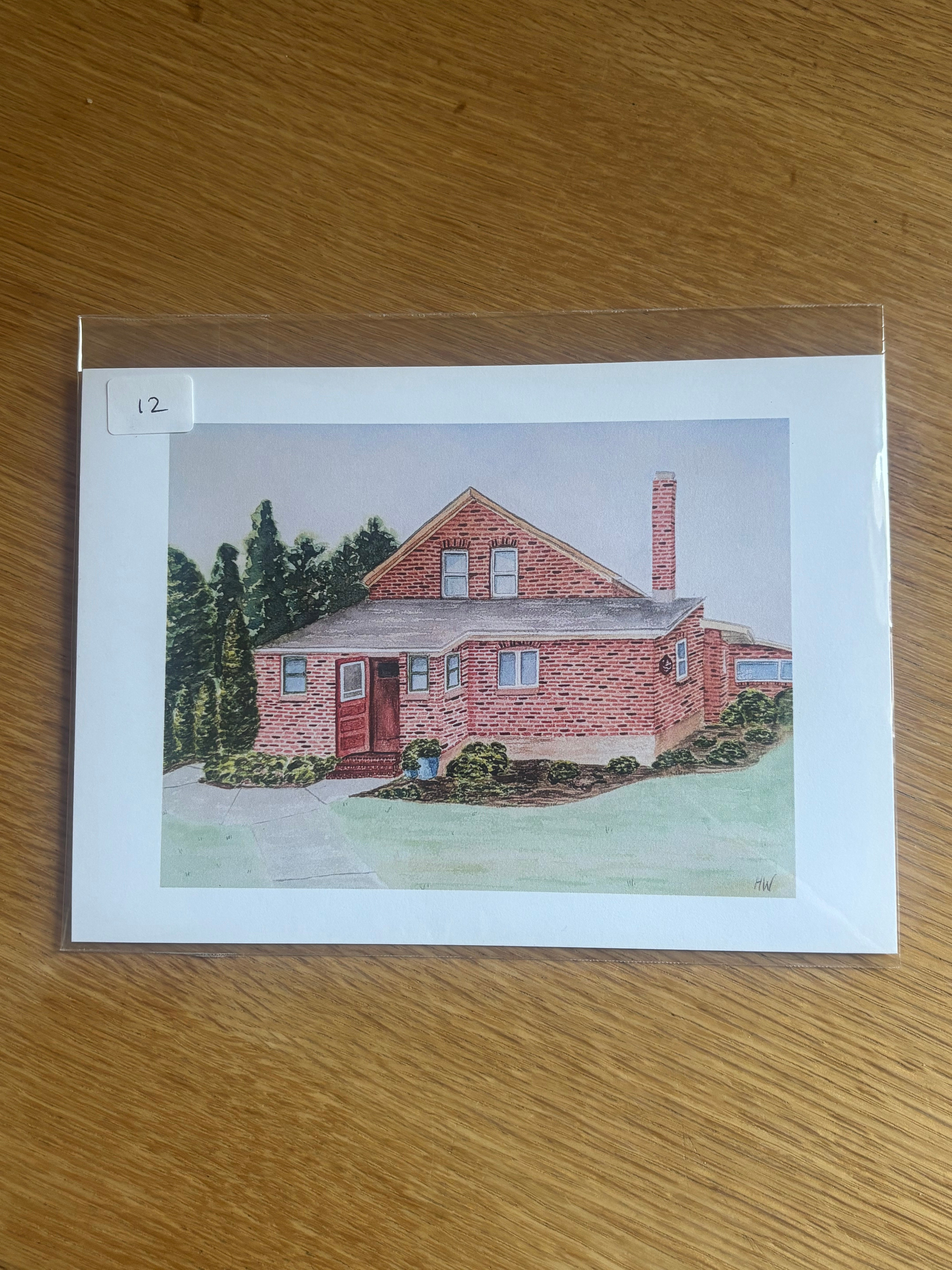 Little Brick Watercolour Post Card
