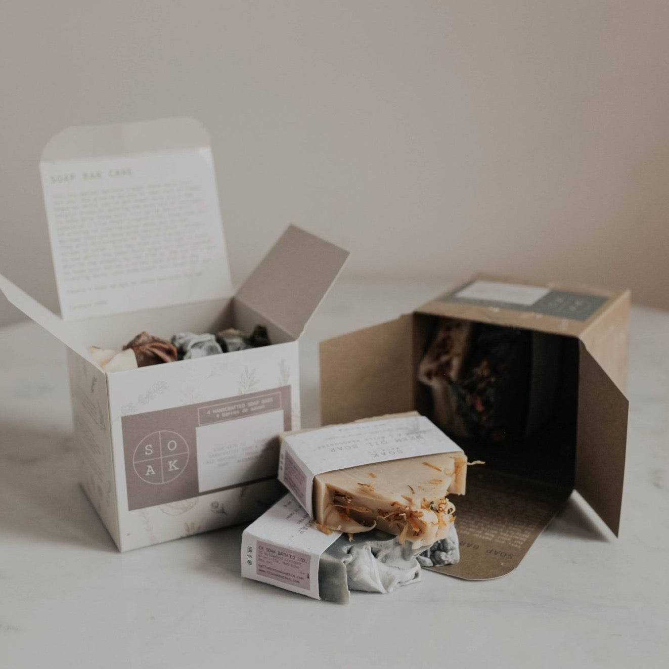 Soap Gift Box - includes 4 soap bars: Citrus Poppyseed, Lavender, Charcoal Tea Tree and Lemon Rosemary