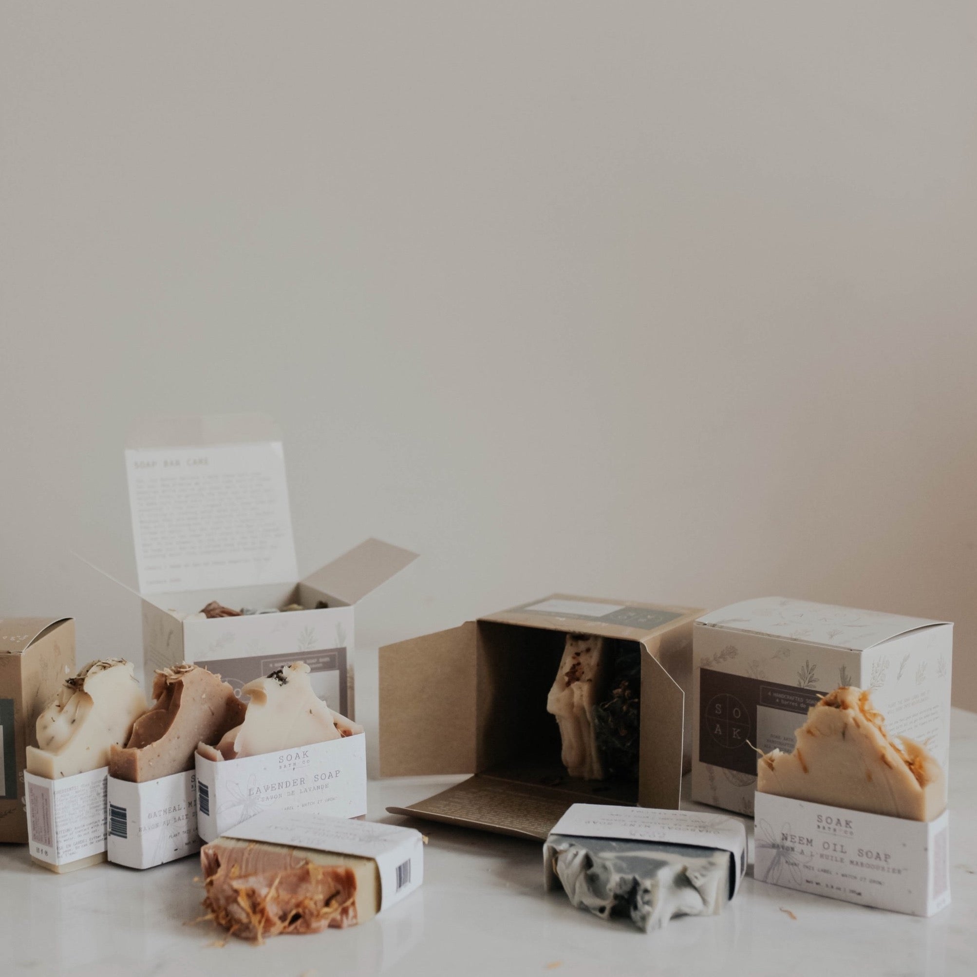 Soap Gift Box - includes 4 soap bars: Citrus Poppyseed, Lavender, Charcoal Tea Tree and Lemon Rosemary