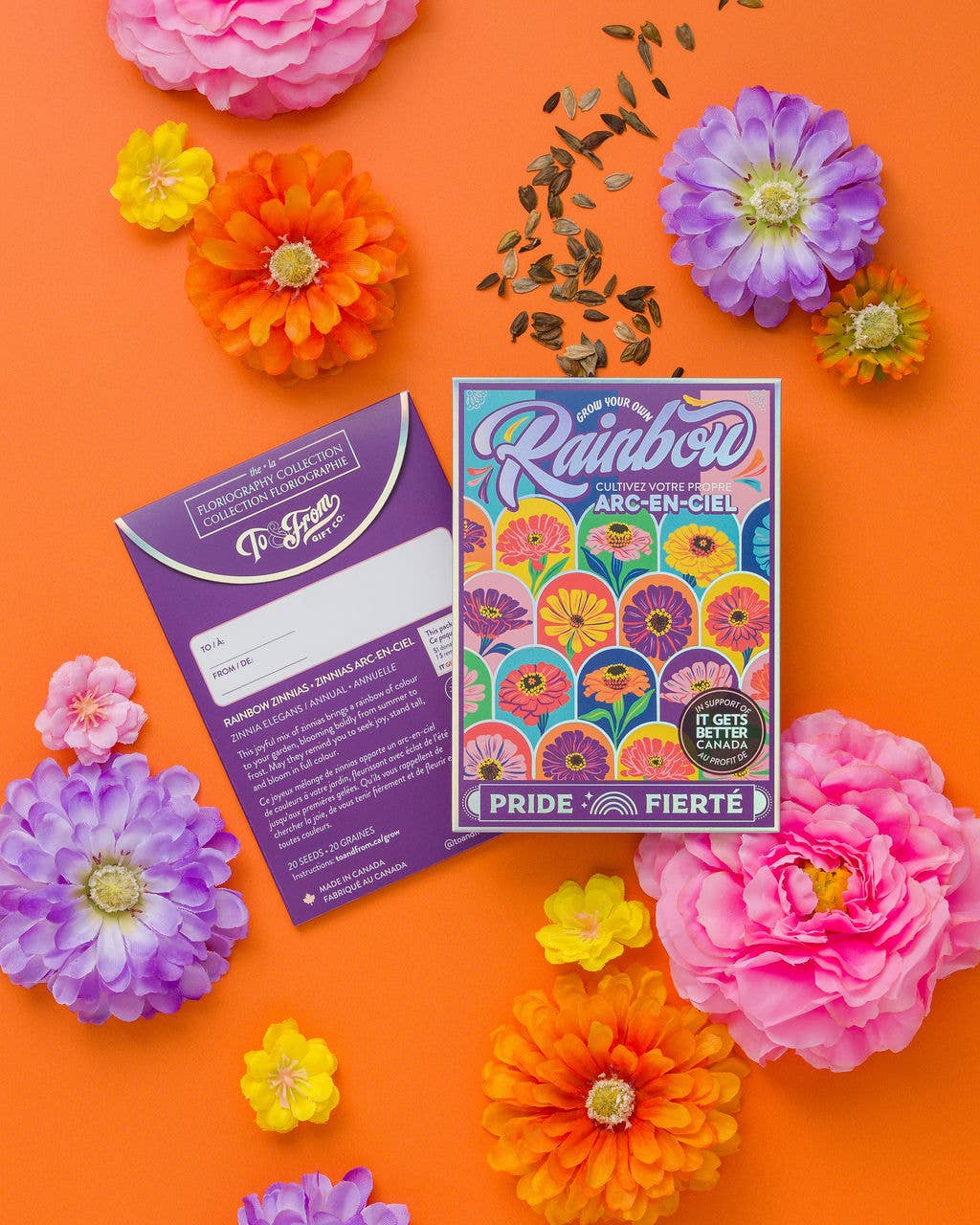 Rainbow Zinnias Seed Packet (Pride) - SILVER FOIL