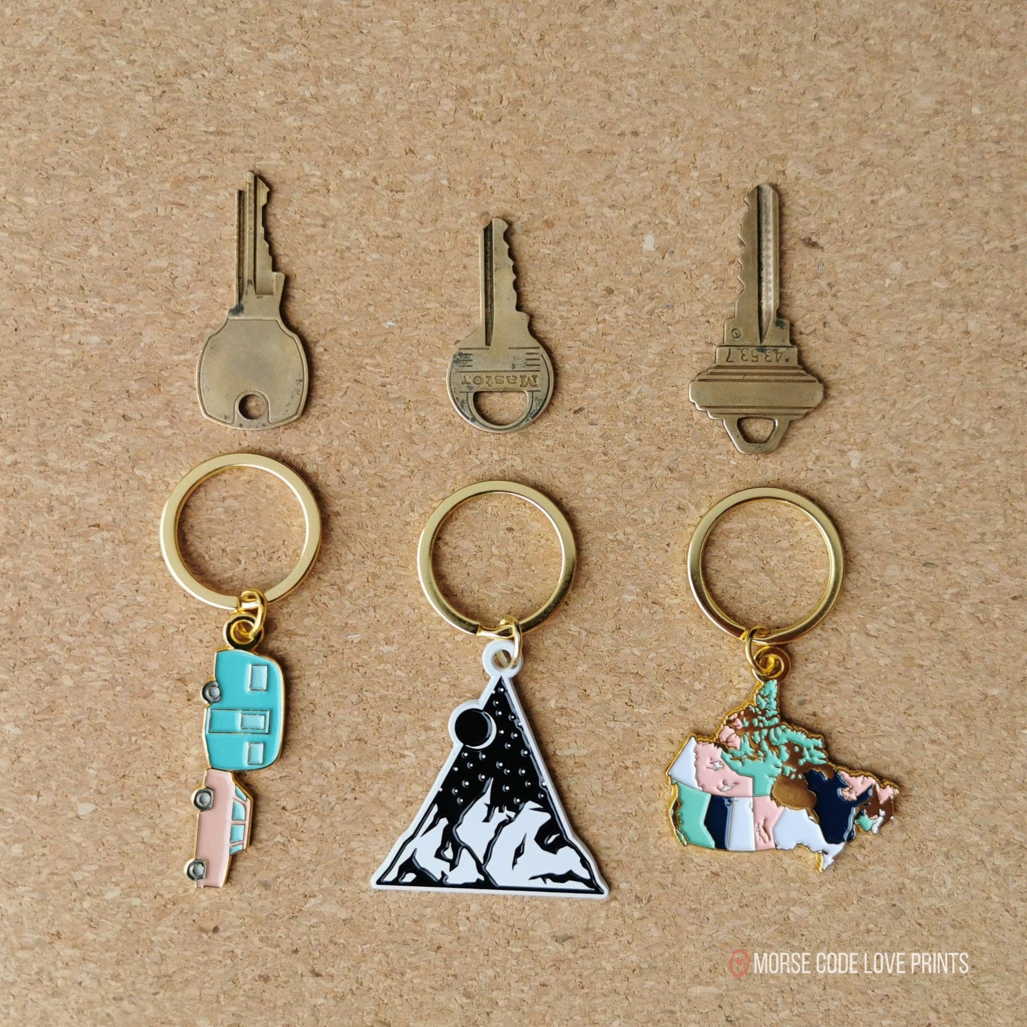 Happy Camper Enamel Keychain