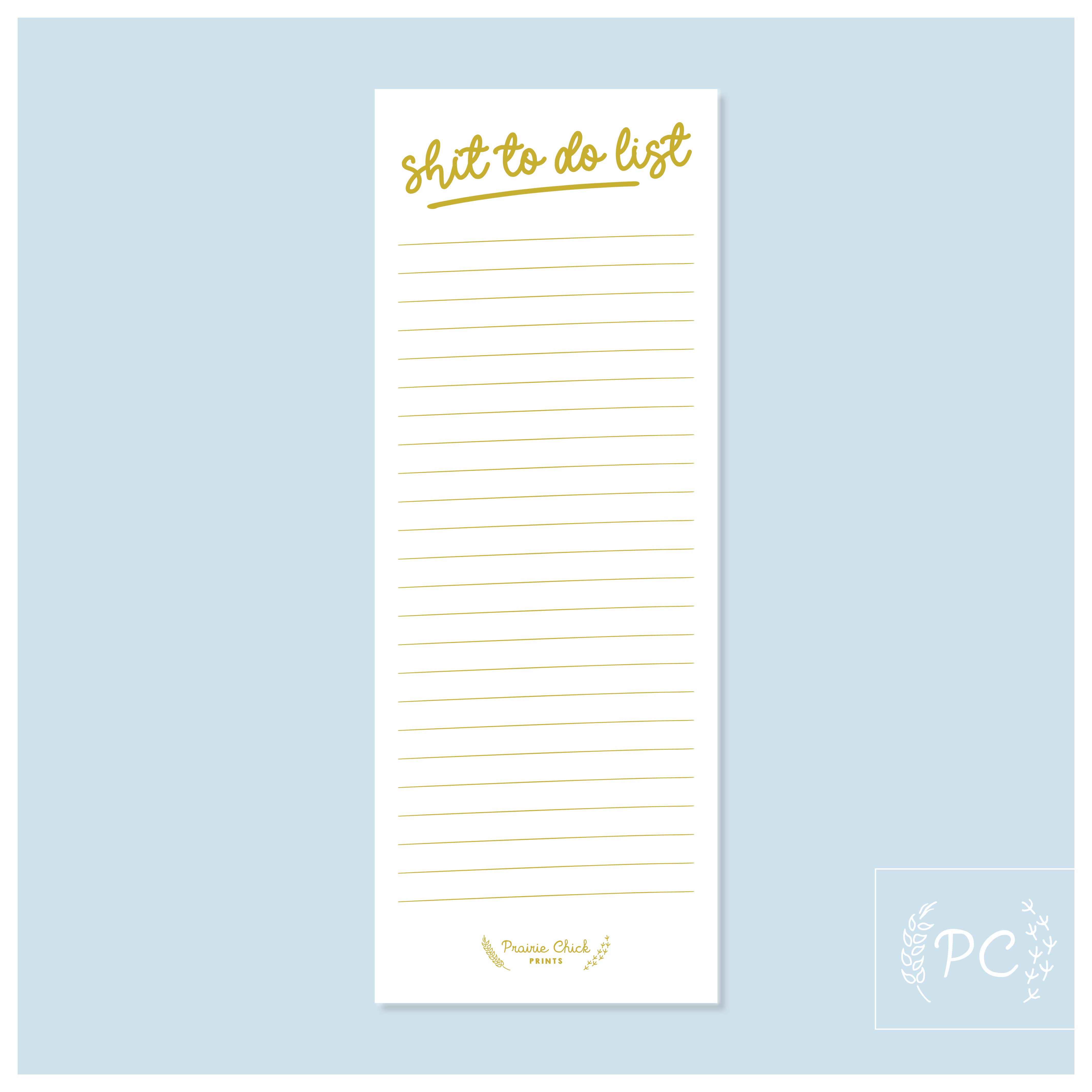 shit to do list - gold | note pad | sweary | funny