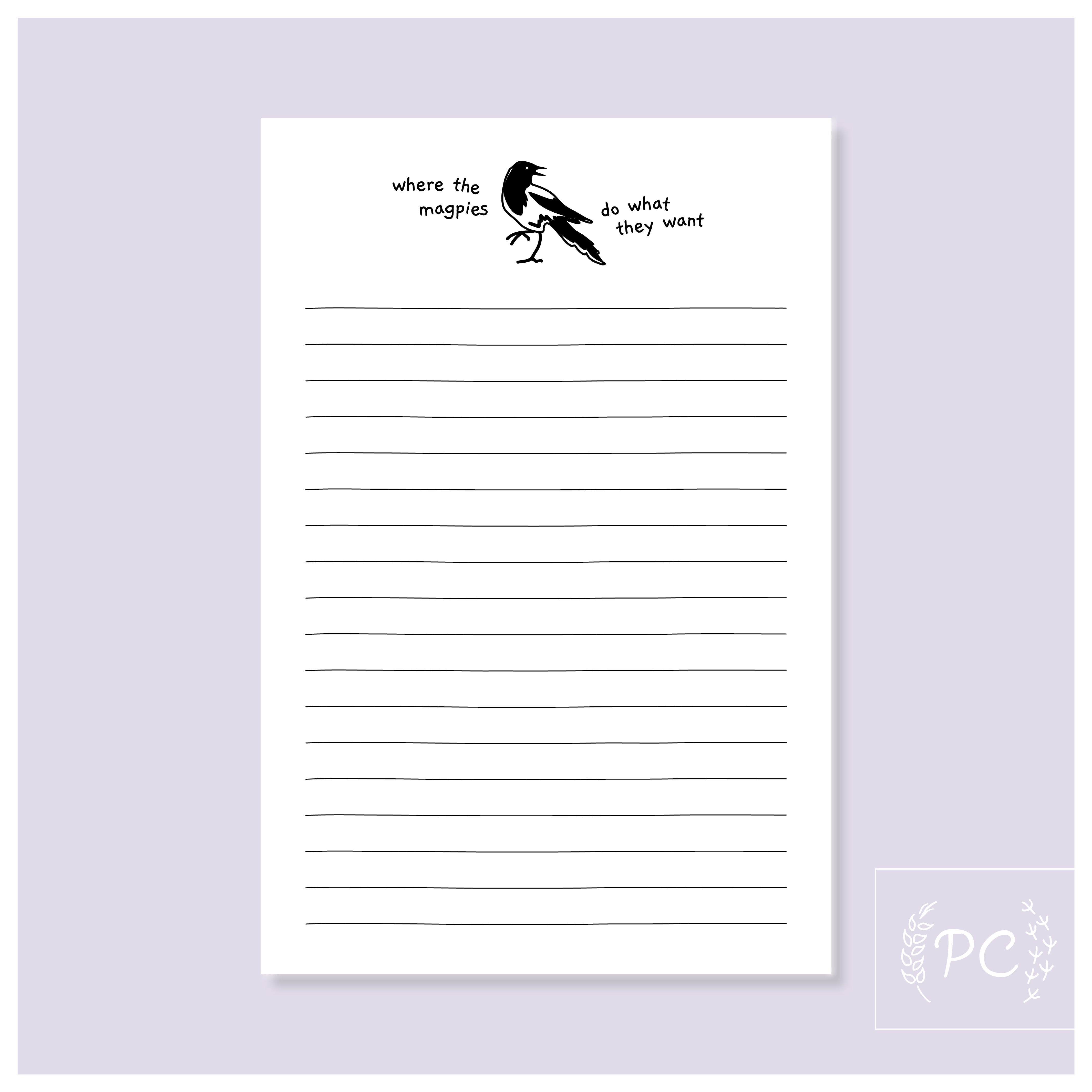where the magpies do what they want | note pad | alberta | canada | cute