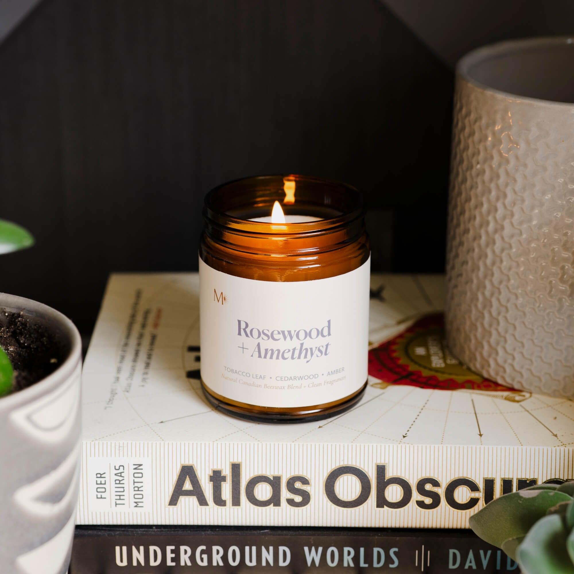 Rosewood + Amethyst Candle