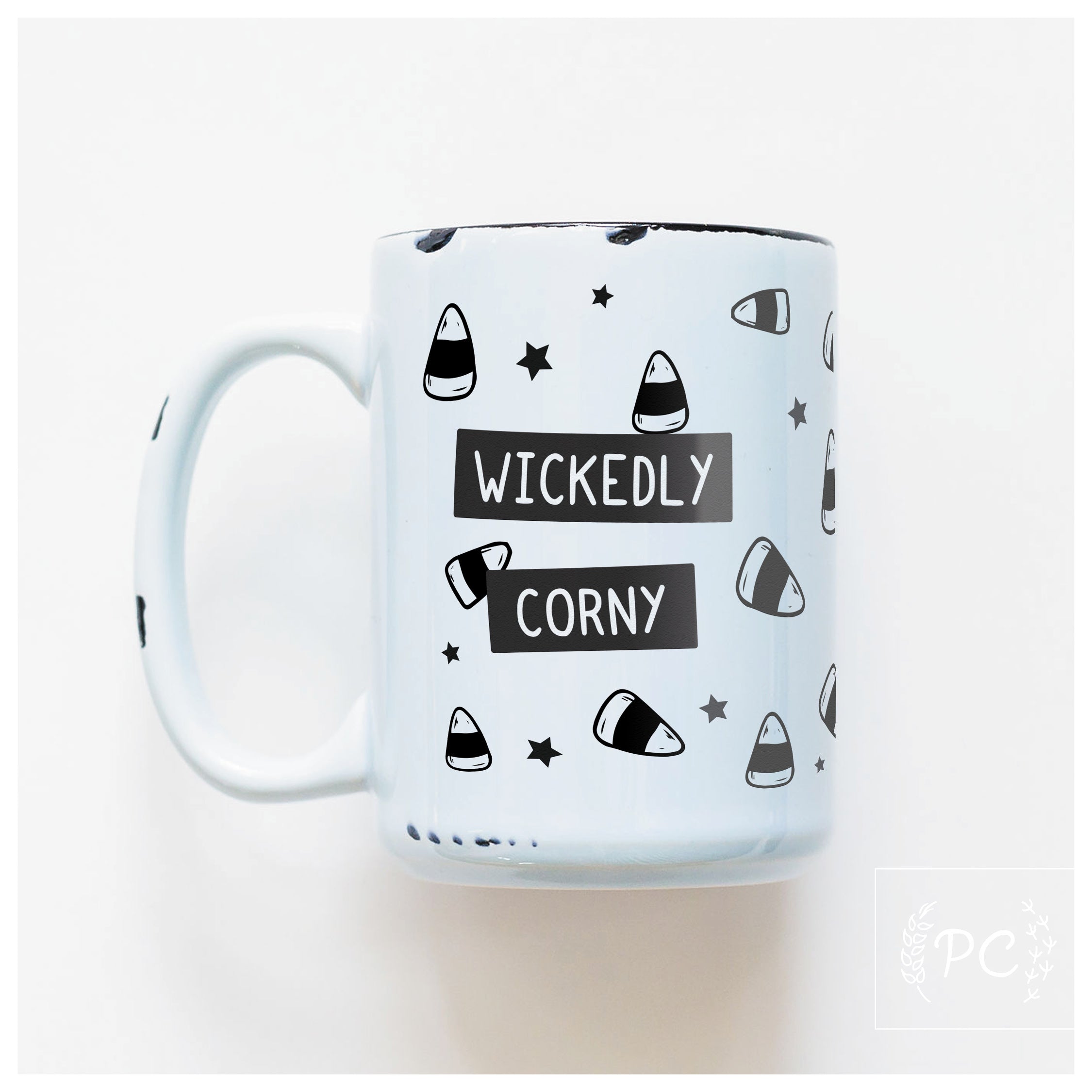 wickedly corny | ceramic mug | candy corn | funny | halloween