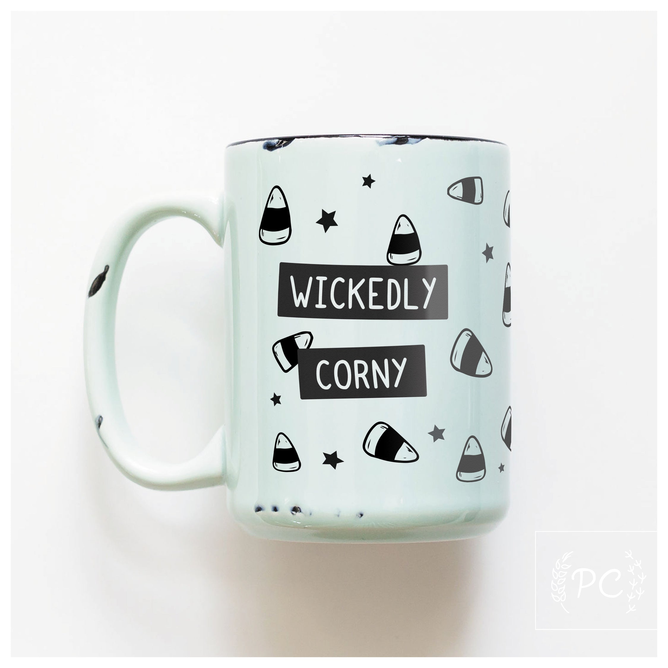 wickedly corny | ceramic mug | candy corn | funny | halloween