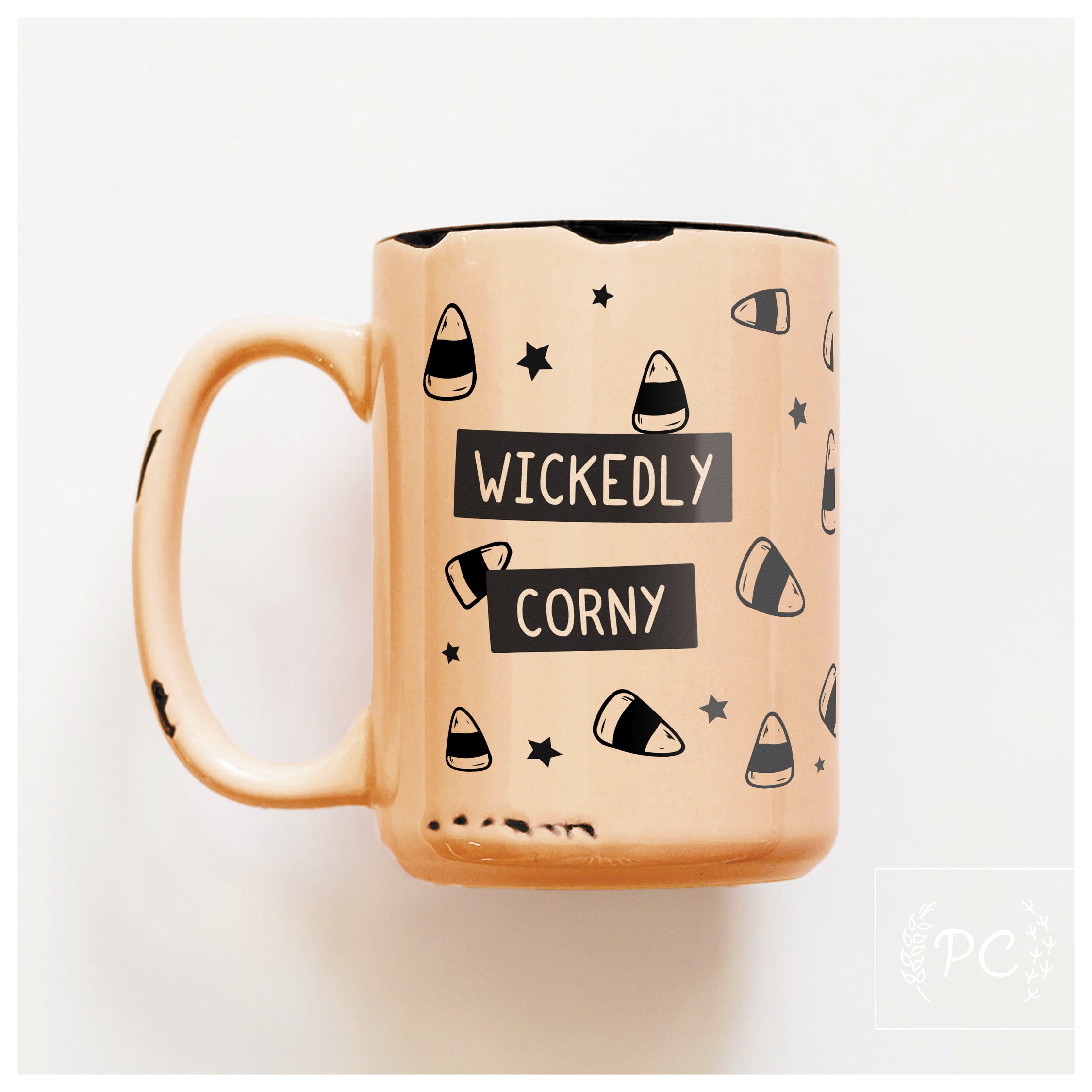 wickedly corny | ceramic mug | candy corn | funny | halloween