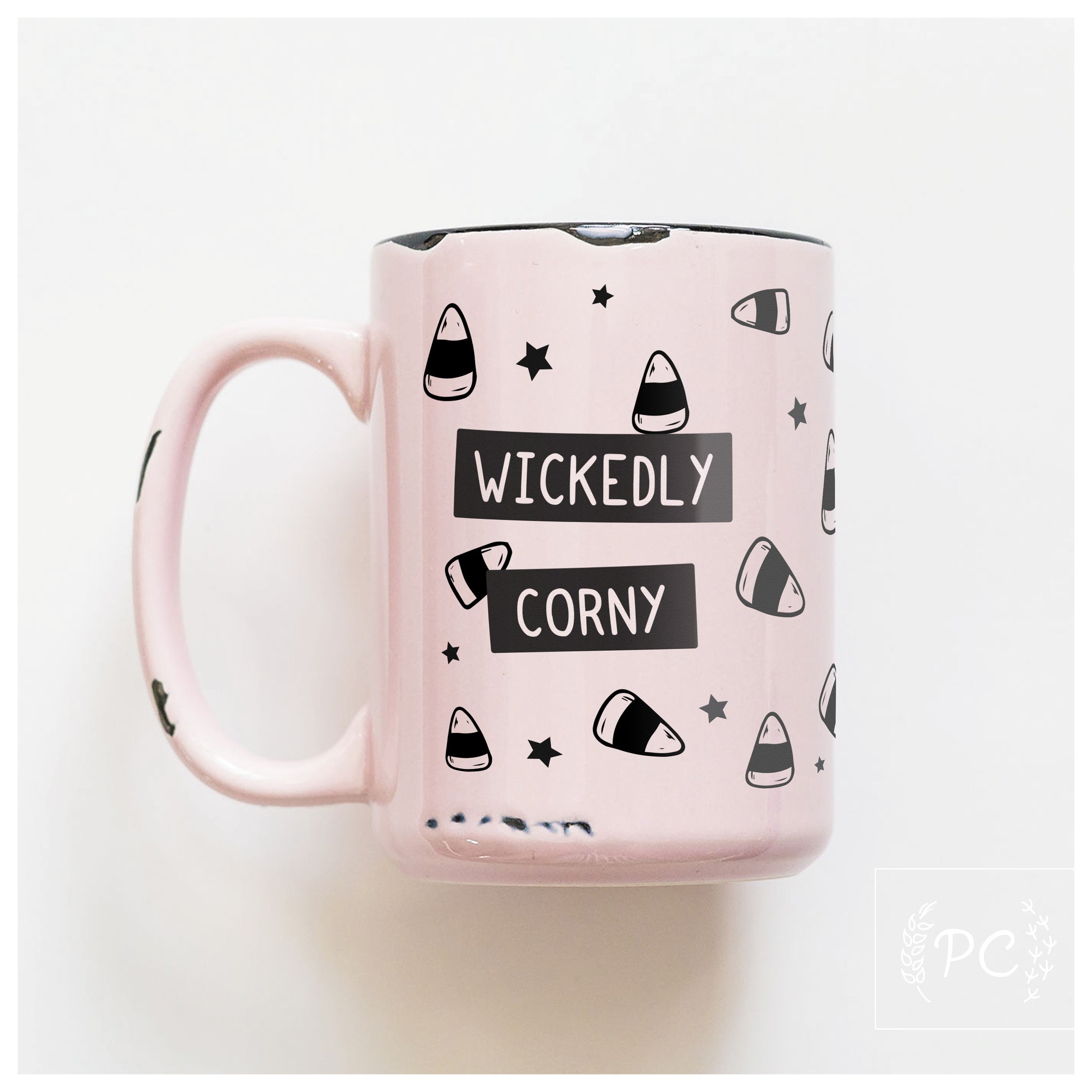 wickedly corny | ceramic mug | candy corn | funny | halloween