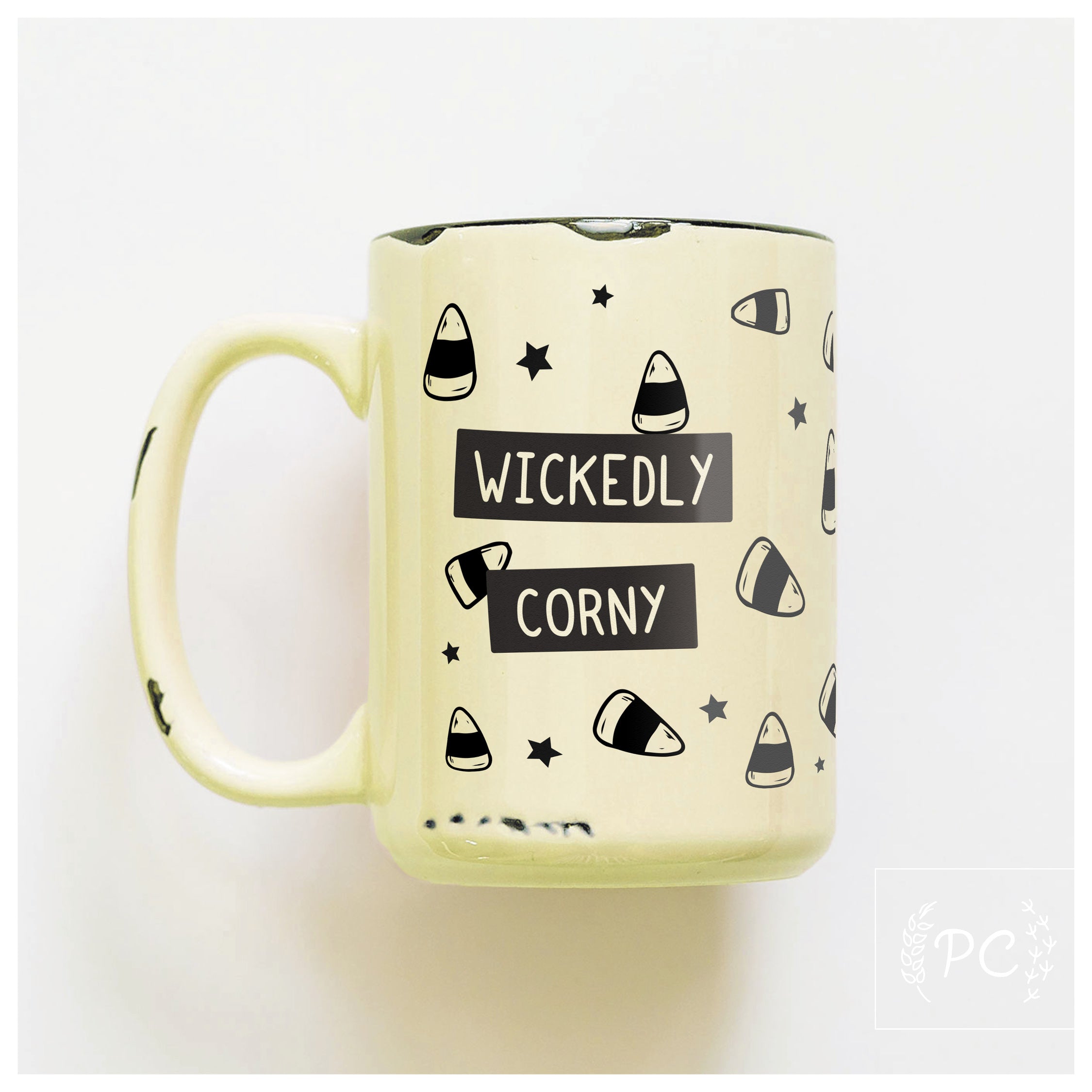 wickedly corny | ceramic mug | candy corn | funny | halloween