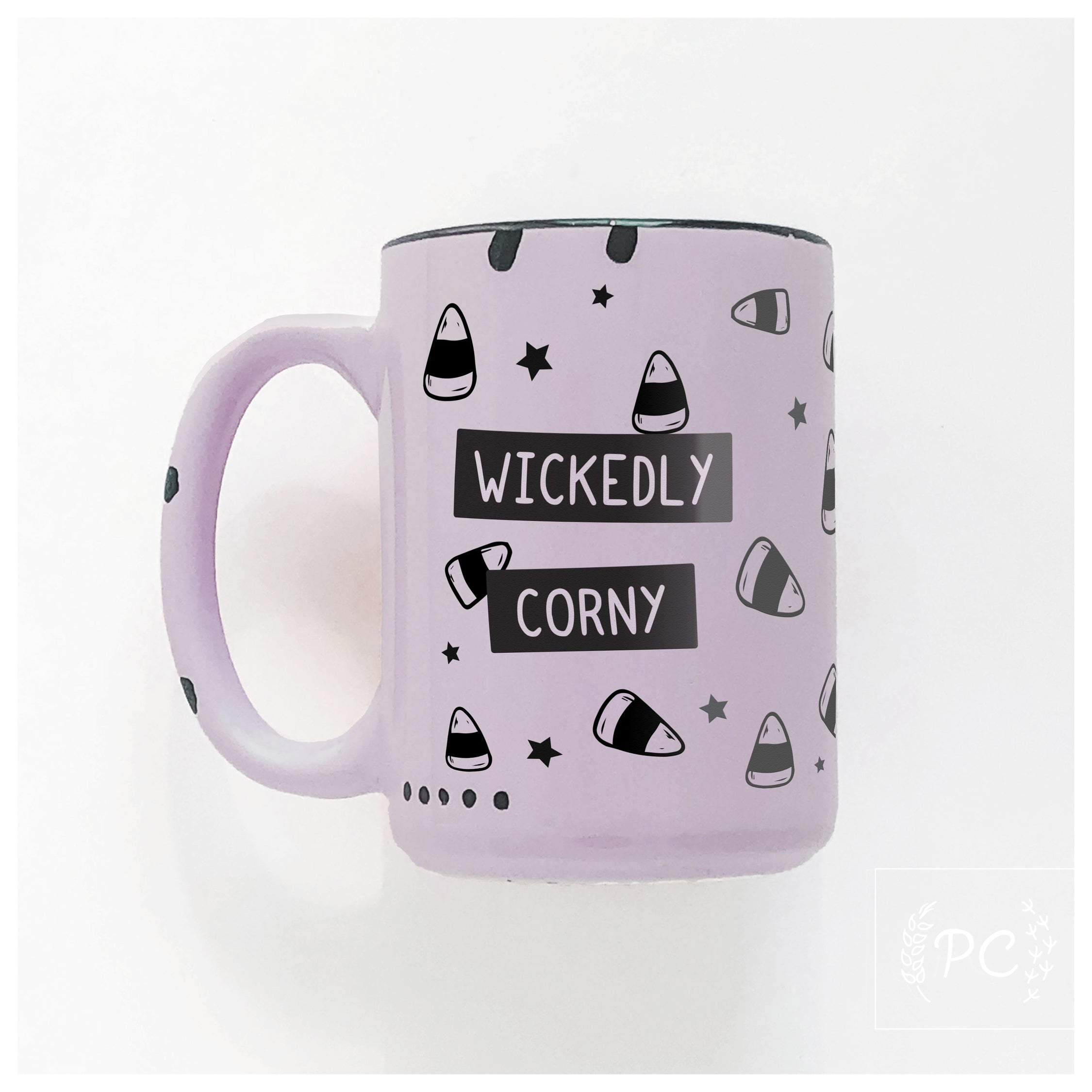 wickedly corny | ceramic mug | candy corn | funny | halloween